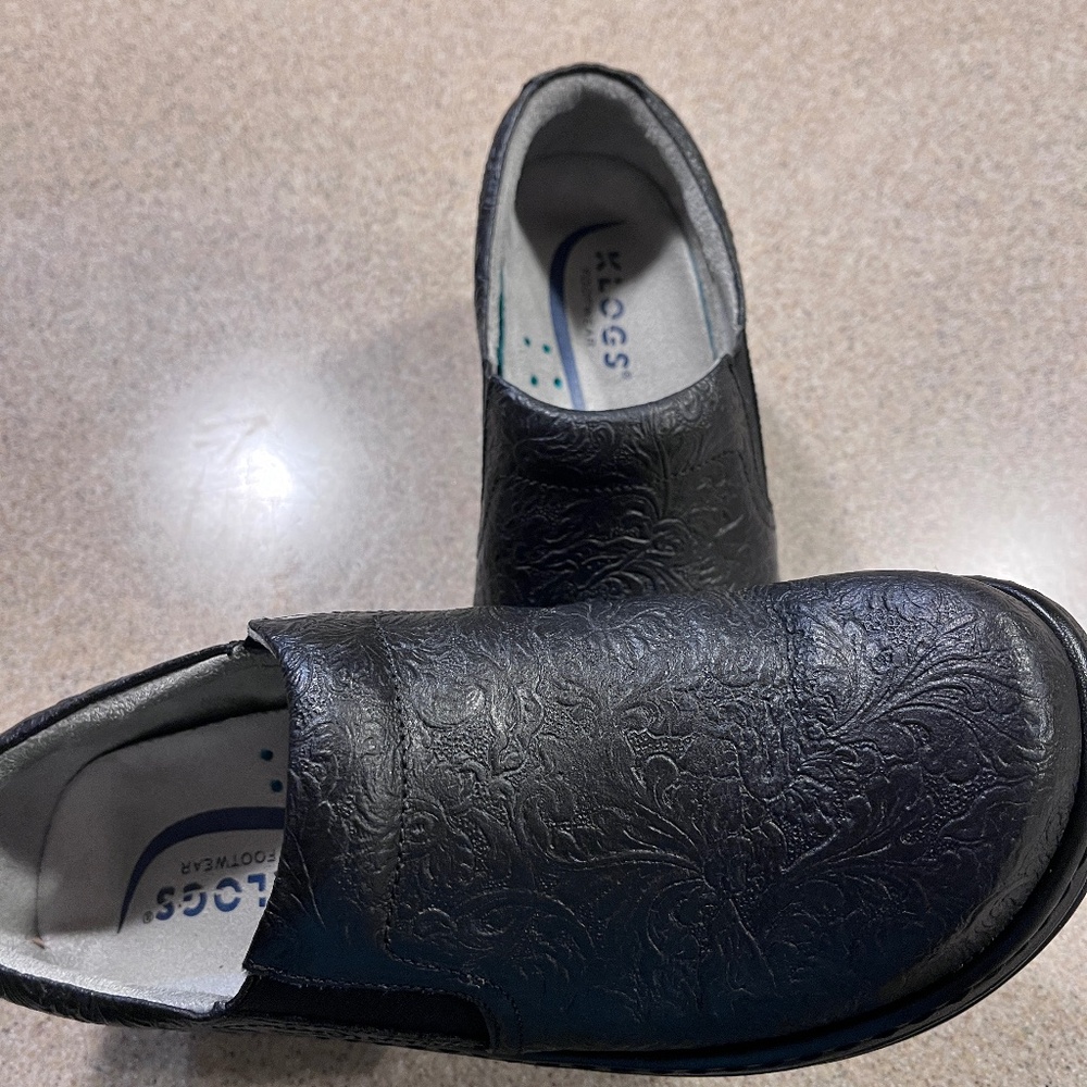 Klogs Footwear Naples Black Embossed Leather Shoes Size 8.5M